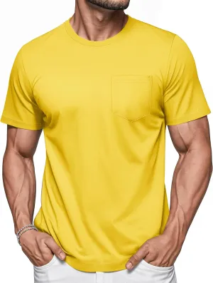 MAGCOMSEN Mens Pocket T Shirts Short Sleeve Cotton Moisture Wicking Plain Tshirts Casual Lightweight Summer Basic Tees