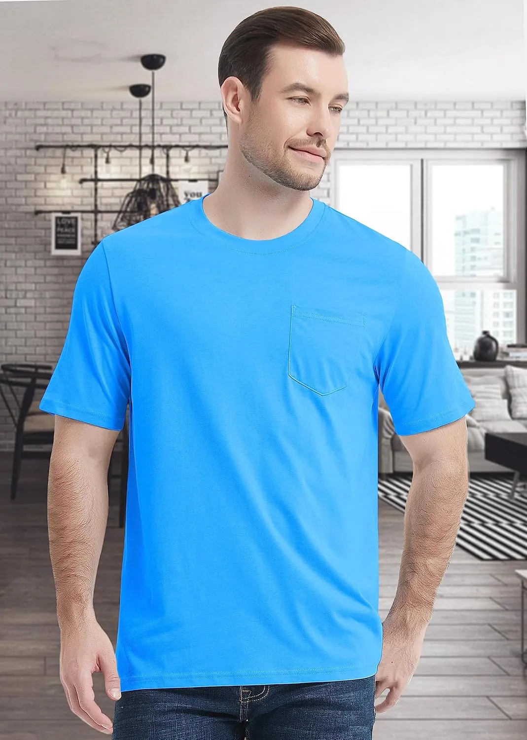 MAGCOMSEN Mens Pocket T Shirts Short Sleeve Cotton Moisture Wicking Plain Tshirts Casual Lightweight Summer Basic Tees
