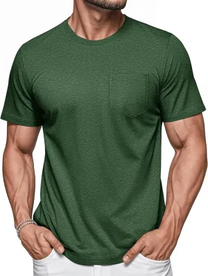 MAGCOMSEN Mens Pocket T Shirts Short Sleeve Cotton Moisture Wicking Plain Tshirts Casual Lightweight Summer Basic Tees