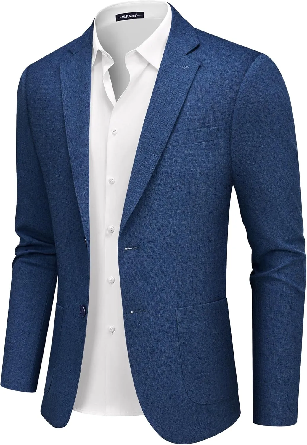 MAGE MALE Mens Blazer Casual Linen Sport Coat Lightweight Two Buttons Suit Jackets