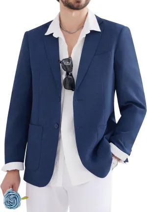 MAGE MALE Mens Blazer Casual Linen Sport Coat Lightweight Two Buttons Suit Jackets