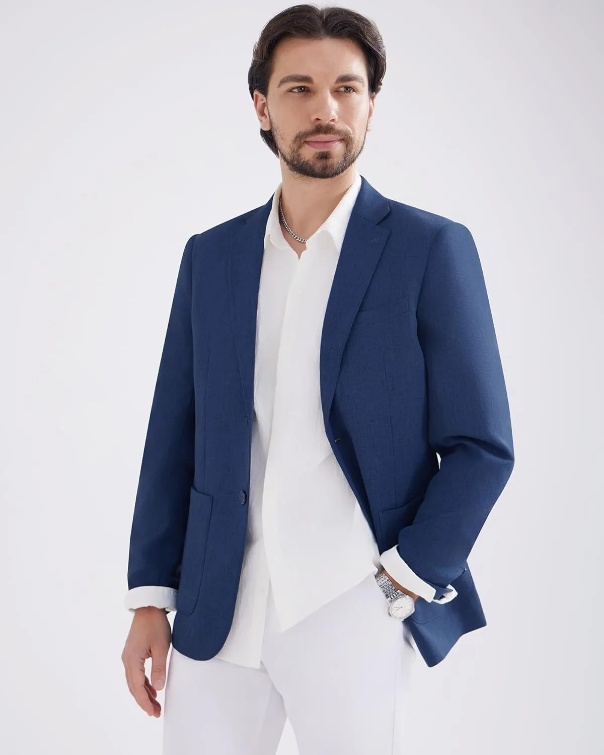 MAGE MALE Mens Blazer Casual Linen Sport Coat Lightweight Two Buttons Suit Jackets