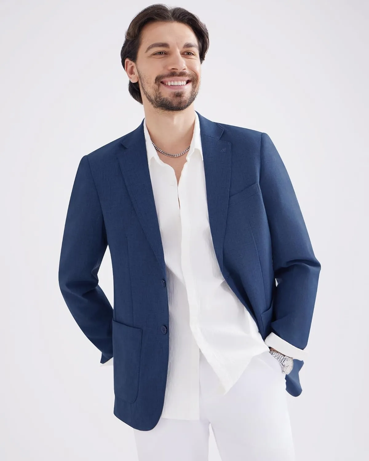 MAGE MALE Mens Blazer Casual Linen Sport Coat Lightweight Two Buttons Suit Jackets