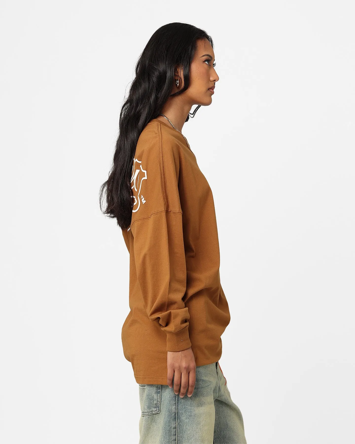 Majestic Athletic Women's Los Angeles Dodgers Oversized Hiri Long Sleeve T-Shirt Chocolate