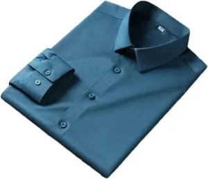 Men Casual Dress Shirts Long Sleeved Solid Color Shirt Non Ironing and Wrinkle Resistant Business Top