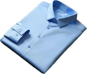 Men Casual Dress Shirts Long Sleeved Solid Color Shirt Non Ironing and Wrinkle Resistant Business Top