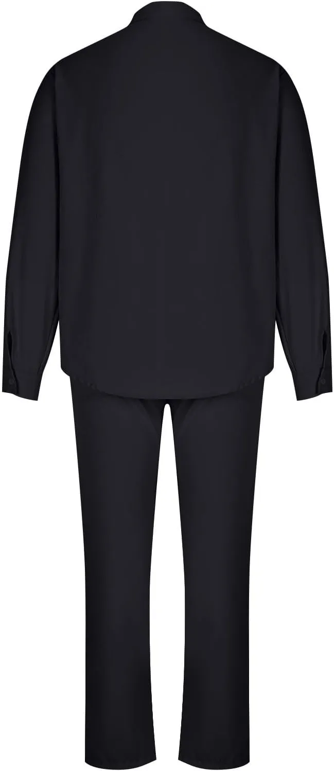 Men Cotton Linen Set Plus Size Long Sleeve Button Shirts Pants 2PC Suit Blouse Top Wide Leg Trouser Summer Outfits