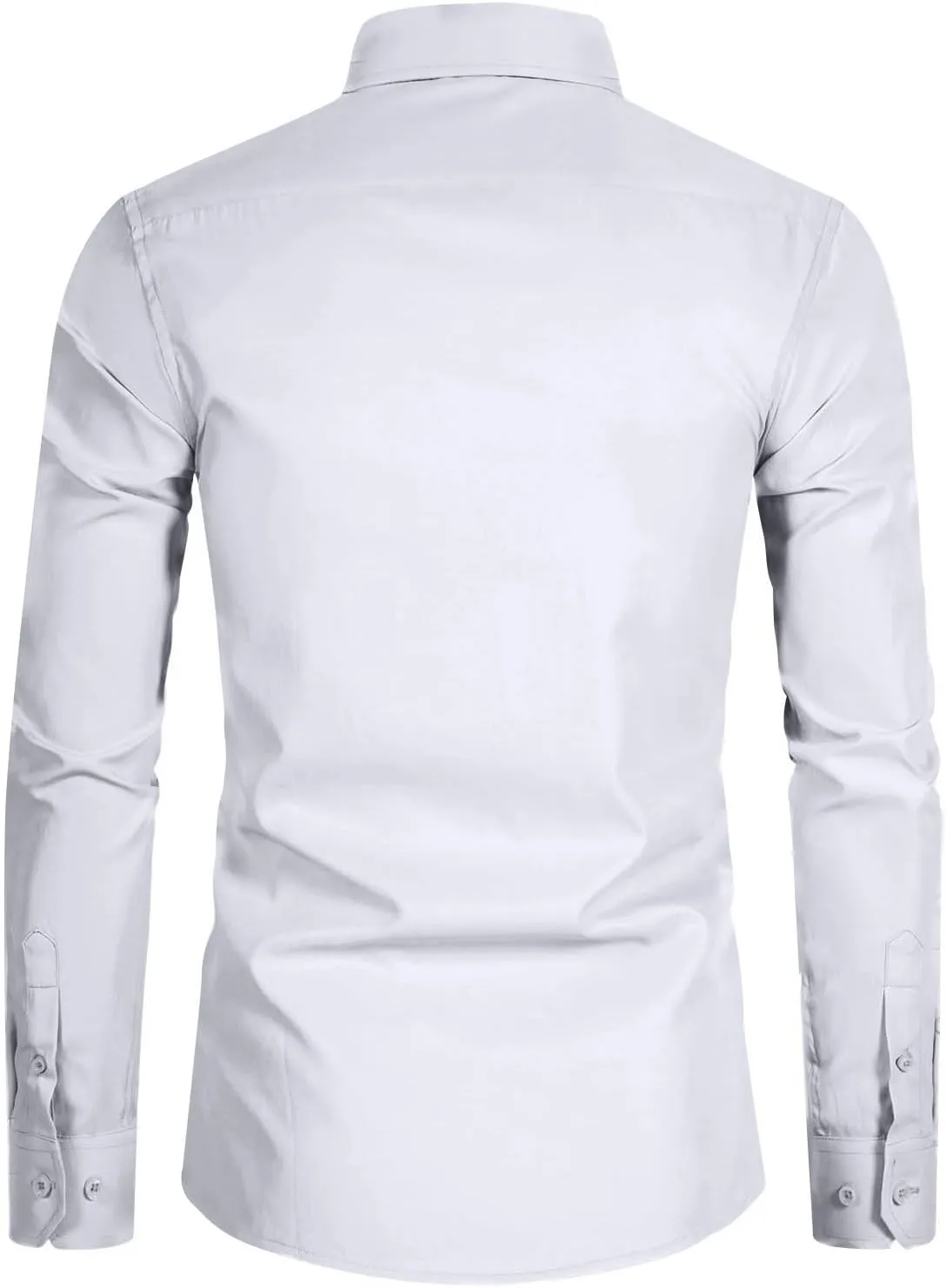 Men Dress Shirts Long Sleeve Wrinkle-Free Solid Formal Shirt Slim Fit Non-Ironing Business Casual Button Down Shirts
