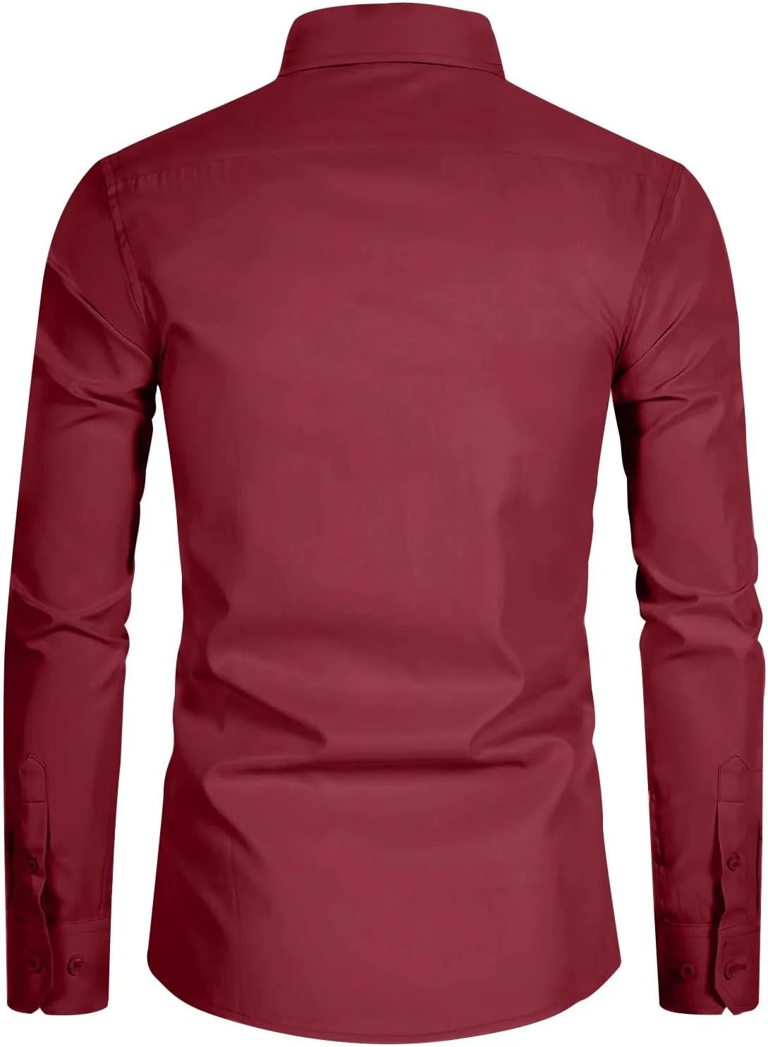 Men Dress Shirts Long Sleeve Wrinkle-Free Solid Formal Shirt Slim Fit Non-Ironing Business Casual Button Down Shirts