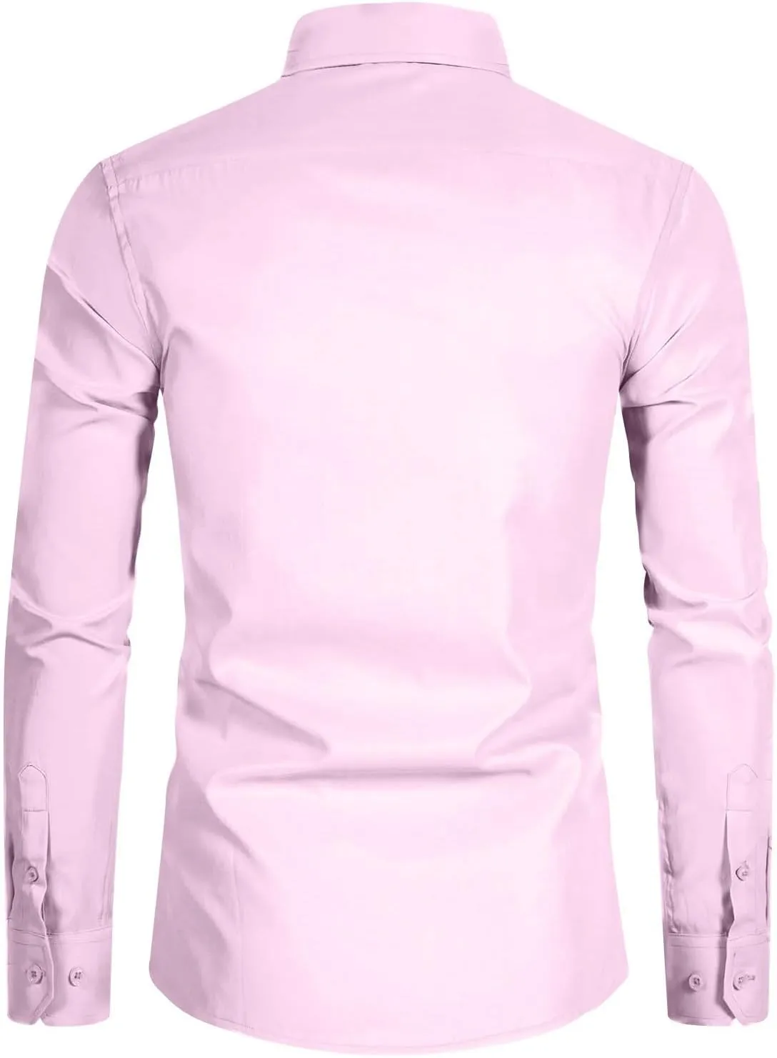 Men Dress Shirts Long Sleeve Wrinkle-Free Solid Formal Shirt Slim Fit Non-Ironing Business Casual Button Down Shirts