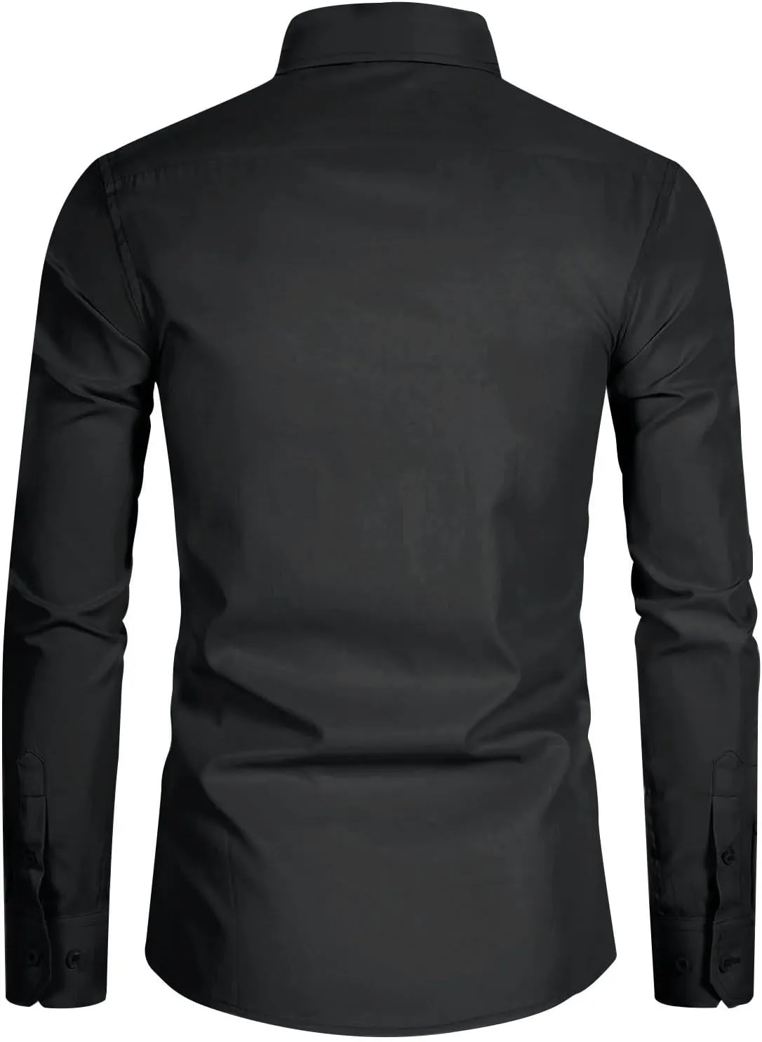 Men Dress Shirts Long Sleeve Wrinkle-Free Solid Formal Shirt Slim Fit Non-Ironing Business Casual Button Down Shirts