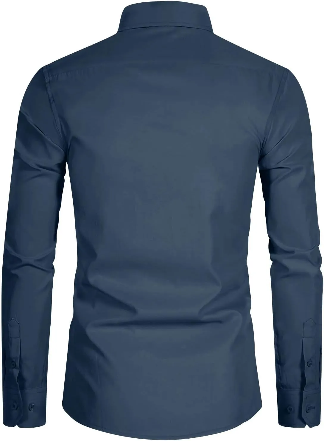 Men Dress Shirts Long Sleeve Wrinkle-Free Solid Formal Shirt Slim Fit Non-Ironing Business Casual Button Down Shirts