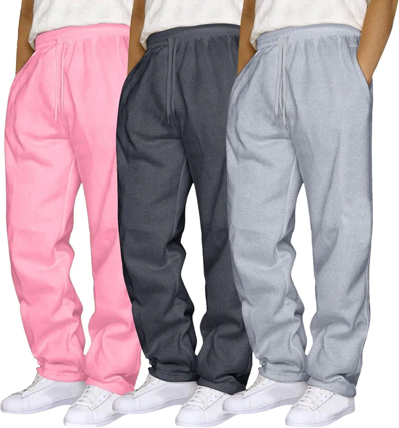 Men's 3PC Stretch Cargo Pants, Lightweight Comfy Cargo Pants, Fleece Sweatpants High Stretch Multi-Pocket Cargo Pants