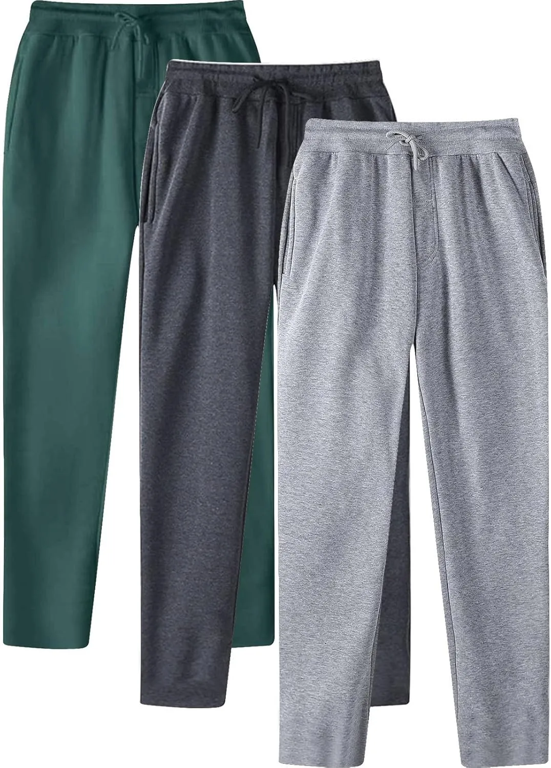 Men's 3PC Stretch Cargo Pants, Lightweight Comfy Cargo Pants, Fleece Sweatpants High Stretch Multi-Pocket Cargo Pants
