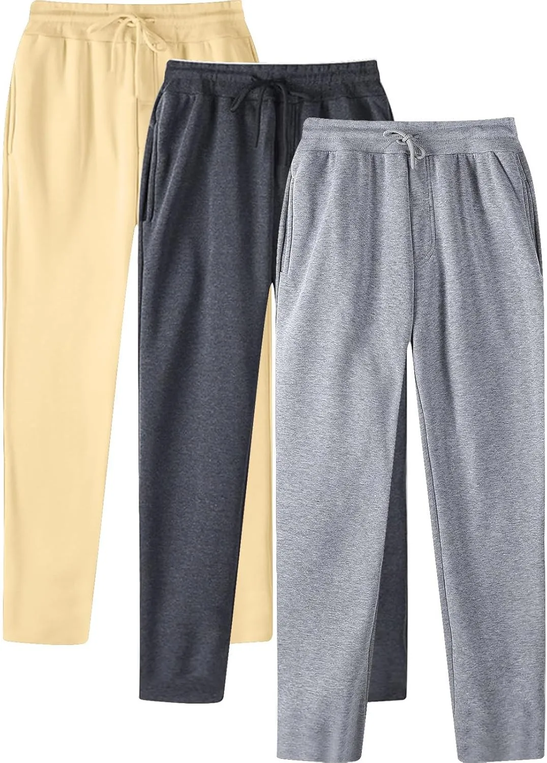 Men's 3PC Stretch Cargo Pants, Lightweight Comfy Cargo Pants, Fleece Sweatpants High Stretch Multi-Pocket Cargo Pants