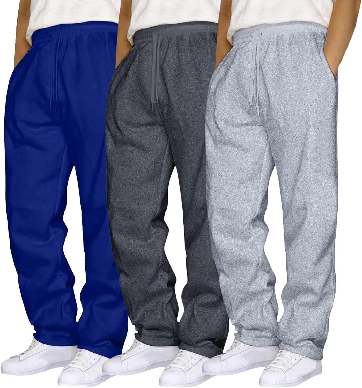 Men's 3PC Stretch Cargo Pants, Lightweight Comfy Cargo Pants, Fleece Sweatpants High Stretch Multi-Pocket Cargo Pants