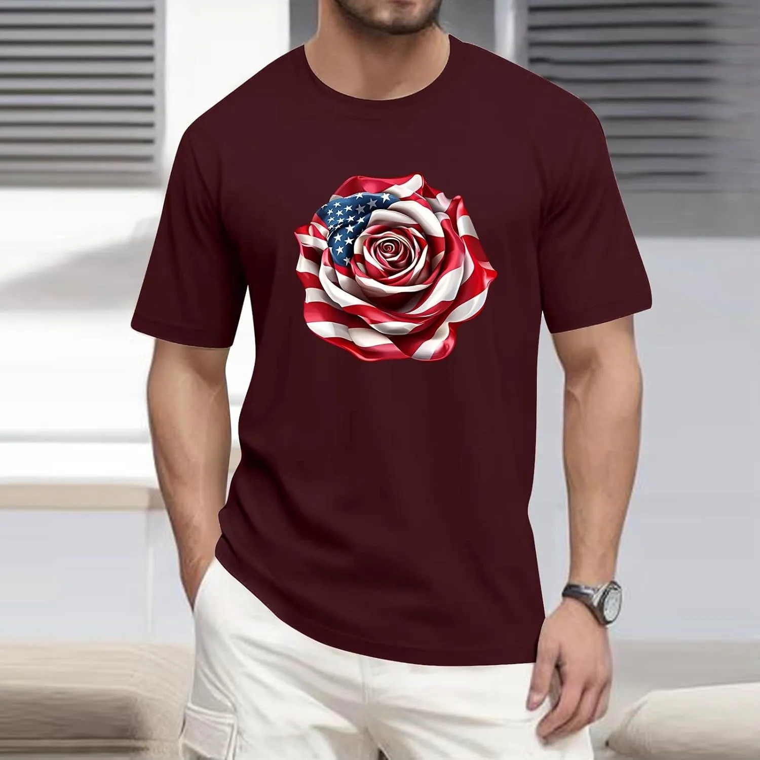 Men's American Flag Shirt Sleeve 1776 USA Graphic Dry Fit Cotton Comfortable T-Shirts Fourth of July Shirts