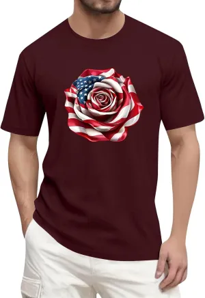 Men's American Flag Shirt Sleeve 1776 USA Graphic Dry Fit Cotton Comfortable T-Shirts Fourth of July Shirts