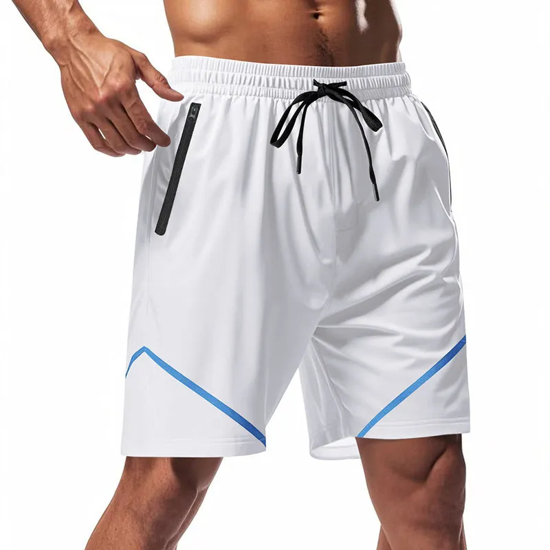 Mens Athletic Shorts  Quick Dry  Loose Fit  Knee Length  Zipper Pockets  Drawstring