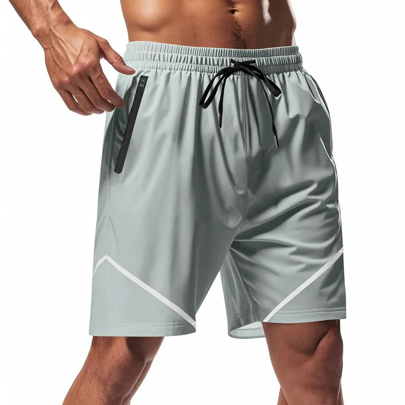 Mens Athletic Shorts  Quick Dry  Loose Fit  Knee Length  Zipper Pockets  Drawstring