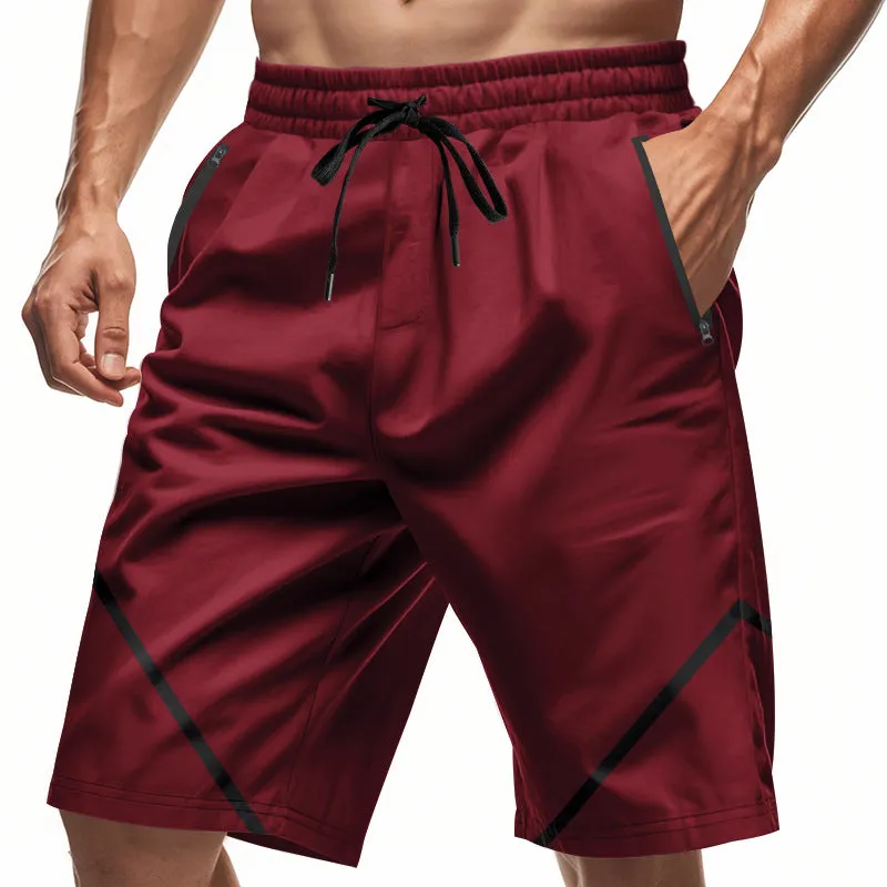 Mens Athletic Shorts  Quick Dry  Loose Fit  Knee Length  Zipper Pockets  Drawstring