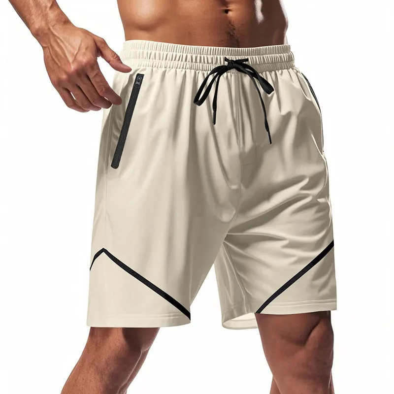 Mens Athletic Shorts  Quick Dry  Loose Fit  Knee Length  Zipper Pockets  Drawstring