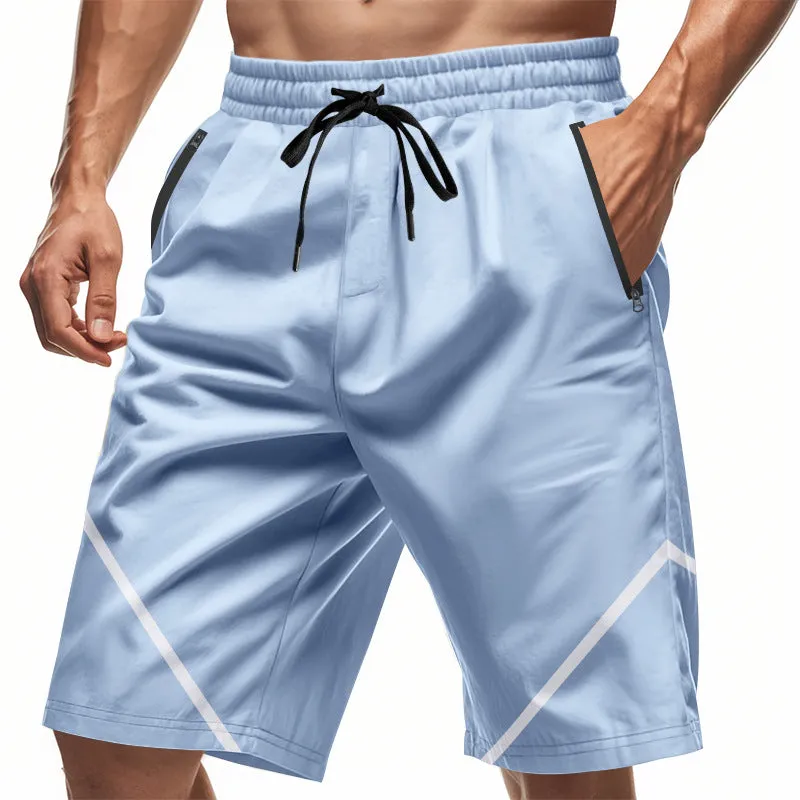Mens Athletic Shorts  Quick Dry  Loose Fit  Knee Length  Zipper Pockets  Drawstring