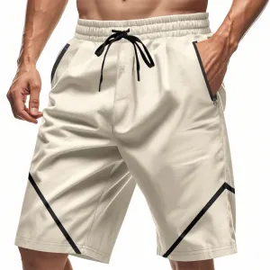 Mens Athletic Shorts  Quick Dry  Loose Fit  Knee Length  Zipper Pockets  Drawstring
