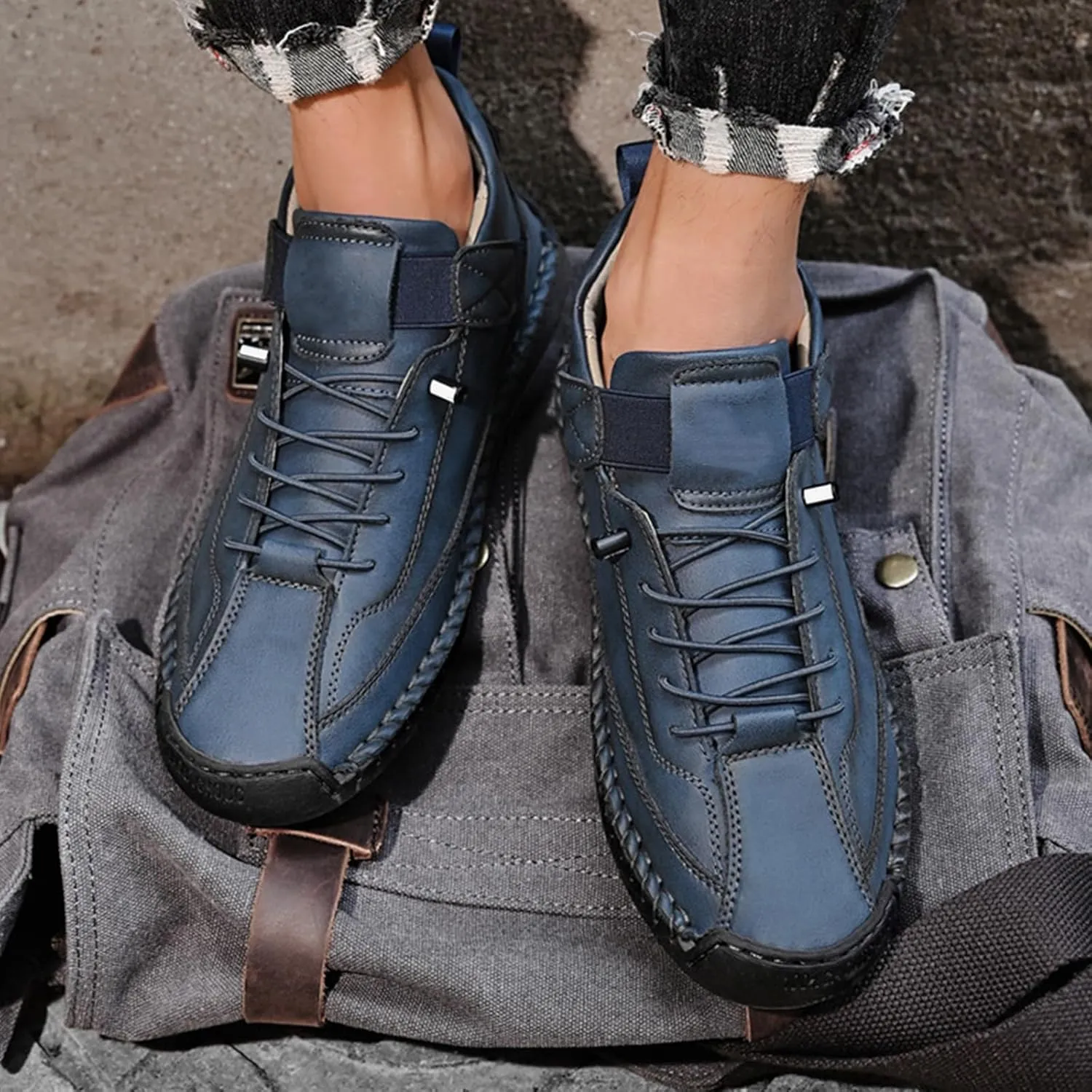 Mens Casual Leather Shoes Ankle Chukka Boots Slip On Lightweight Loafers Women's Fashion Sneakers Lightweight Dress Walking Driving Shoes Business Working Office Shoe Comfortable Handmade Unisex