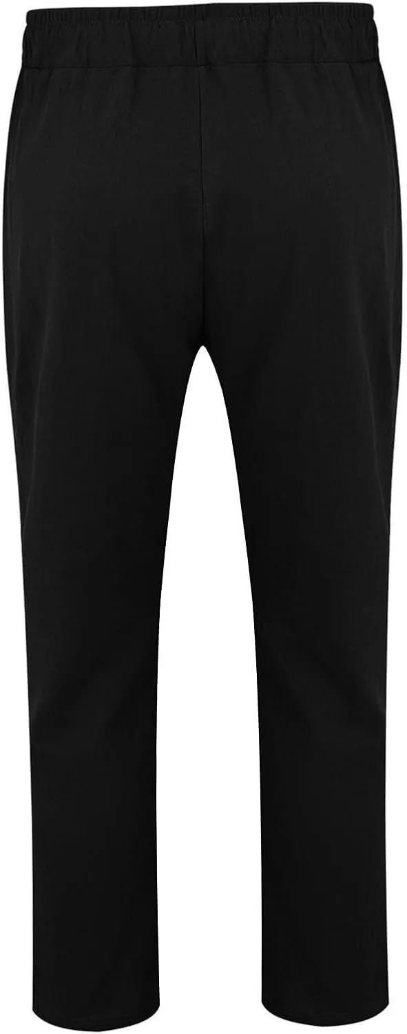 Mens Casual Linen Peasant Pants Loose Fit Straight Leg Harem Pants Elastic Waist Beach Boho Hawaiian Yoga Trousers