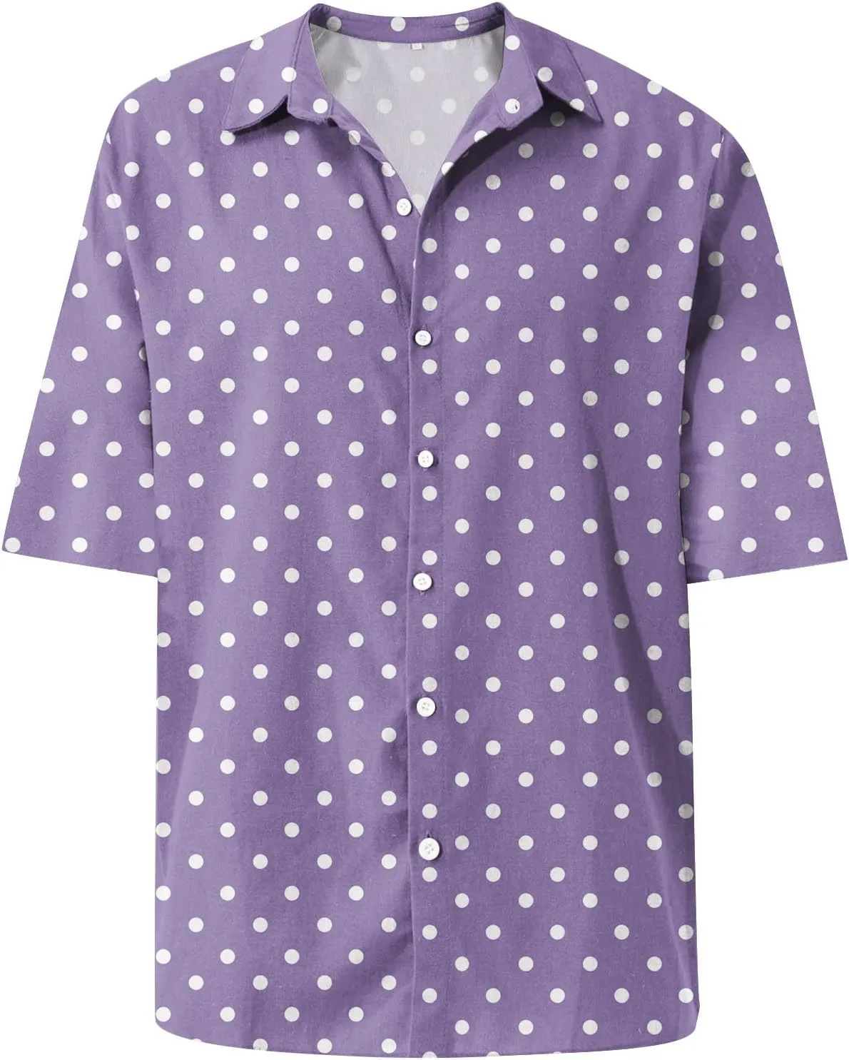 Men's Casual Polka Dot Shirts Short Sleeve Button Down Blouse Summer Beach Hawaiian Stylish Tee Tops Funny Shirt