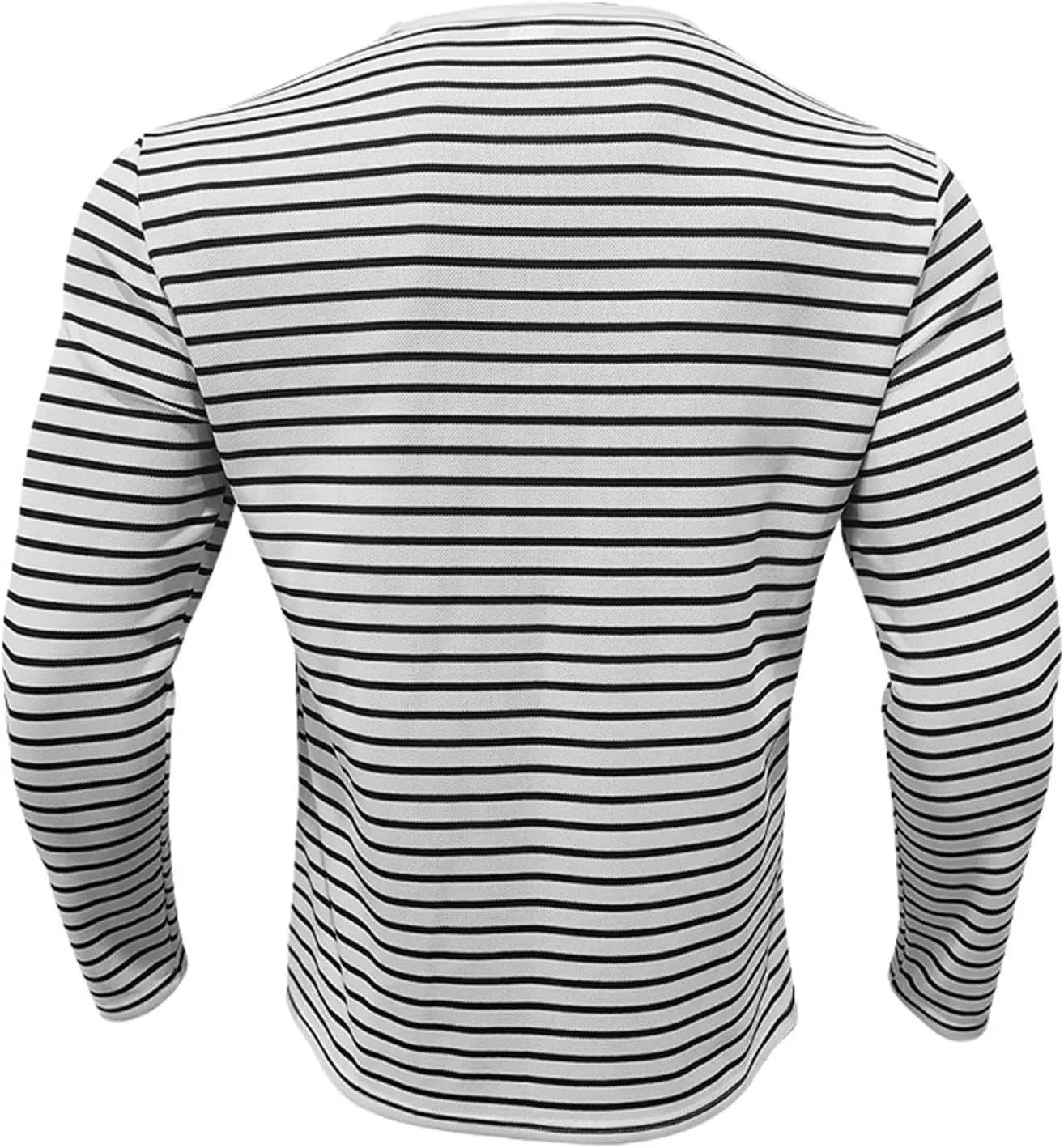 Mens Causal Henley T Shirt Long Sleeve Striped Print Deep V Neck Crewneck Slim Fit Trendy Workout Tees Pullover Tops