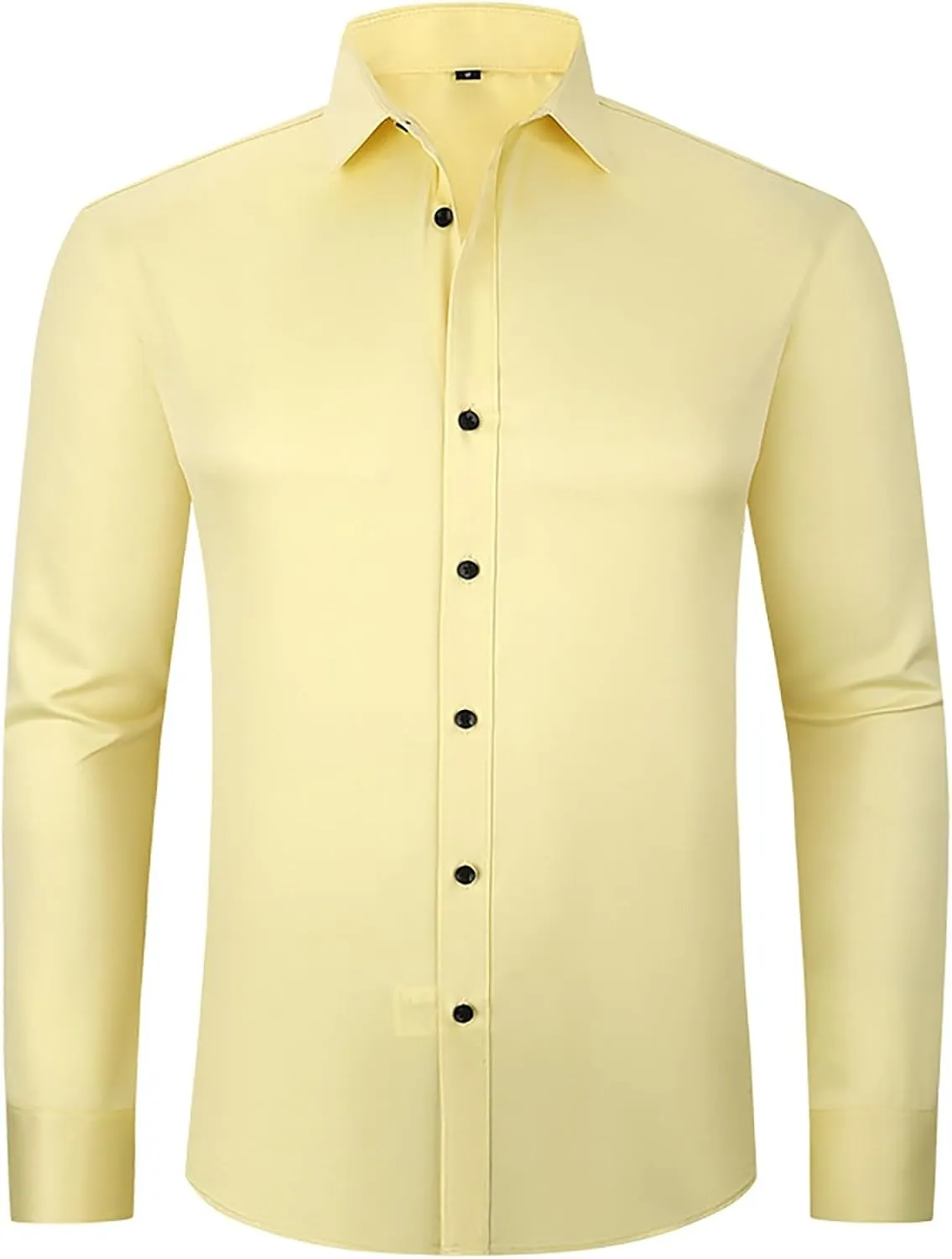 Men's Classic Business Dress Shirt Long Sleeve Solid Spread Collar Wrinkle Resistant Formal Attire Slim Fit Office Work Top