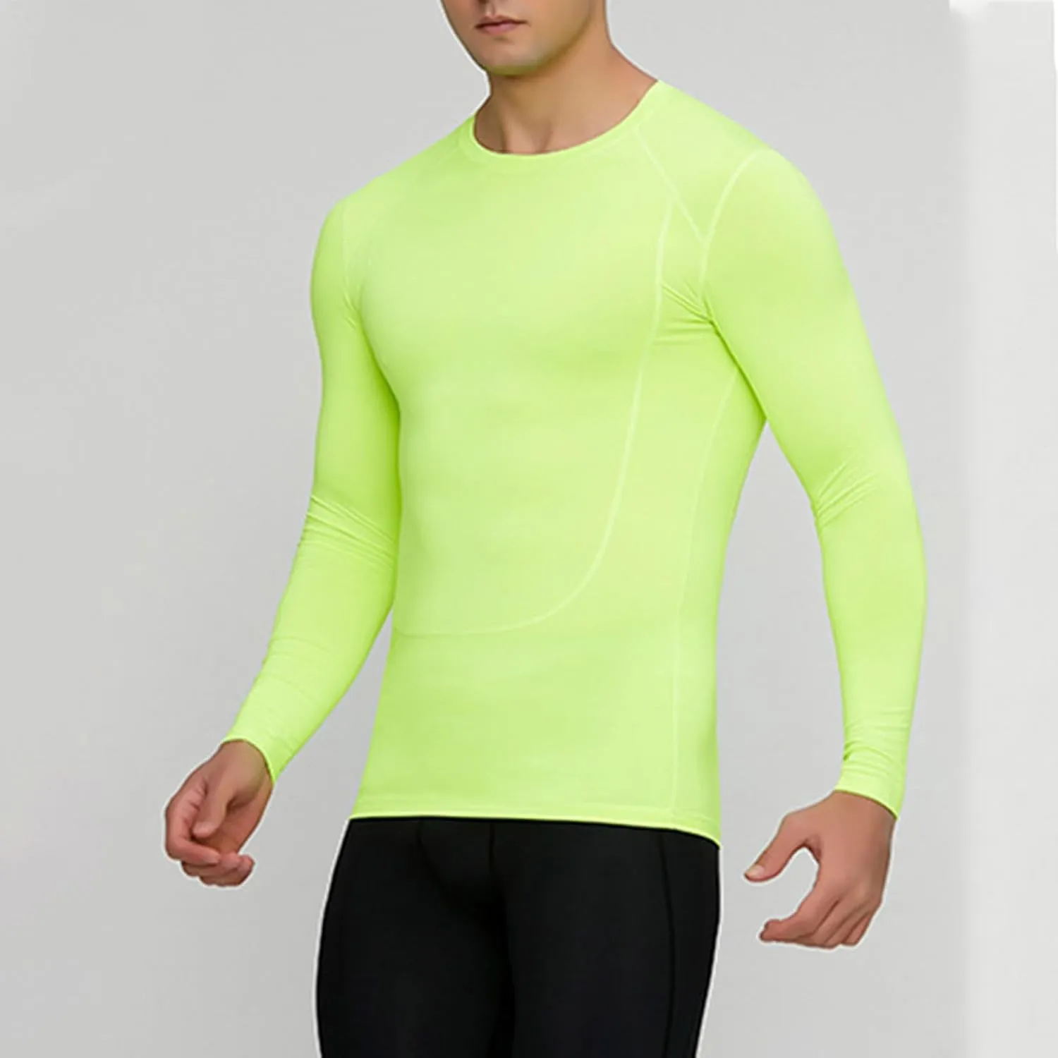 Men's Compression Shirts Long Sleeve Tops Workout Gym T Shirt Running Tees Quick Dry Sports Baselayer Undershirts
