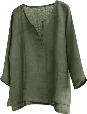 Mens Cotton Linen Henley Shirts Casual Trendy Long Sleeve Lightweight Vacation Tops Summer Beach Wedding Shirts