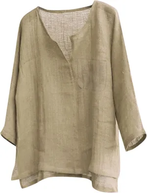 Mens Cotton Linen Henley Shirts Casual Trendy Long Sleeve Lightweight Vacation Tops Summer Beach Wedding Shirts