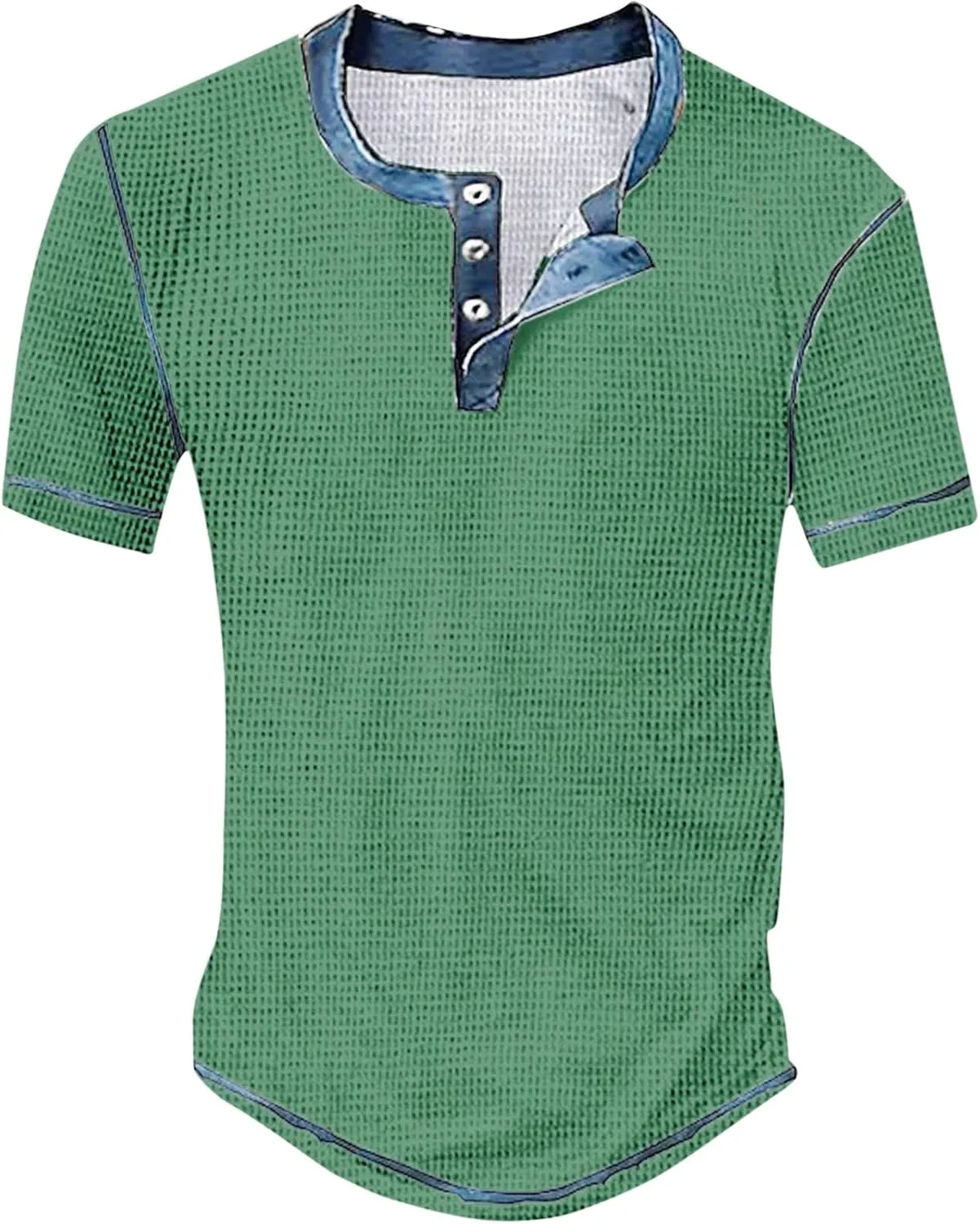 Mens Distressed Henley Shirts Short Sleeve Button Down V Neck T-Shirts Classic Golf Shirt Summer Slim Fit Casual Tops