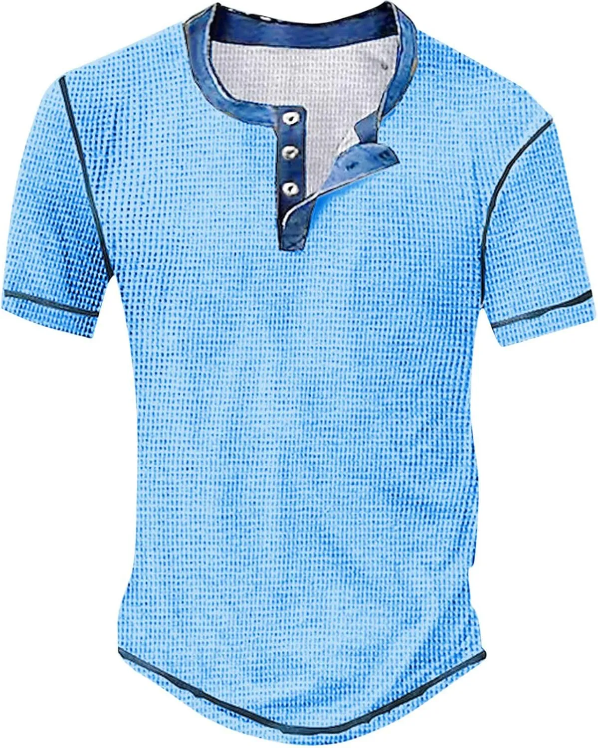 Mens Distressed Henley Shirts Short Sleeve Button Down V Neck T-Shirts Classic Golf Shirt Summer Slim Fit Casual Tops