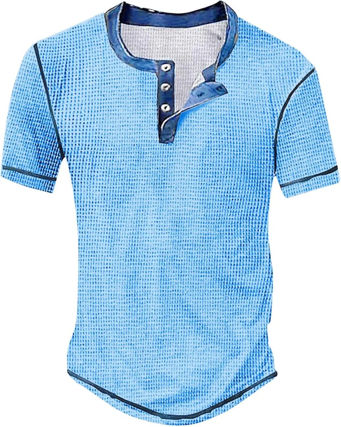 Mens Distressed Henley Shirts Short Sleeve Button Down V Neck T-Shirts Classic Golf Shirt Summer Slim Fit Casual Tops