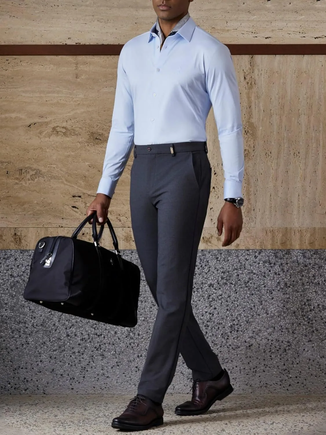 Mens Dress Shirts Slim Fit Wrinkle Free Stretch Non Iron Soft French Cuff Button Down Shirts