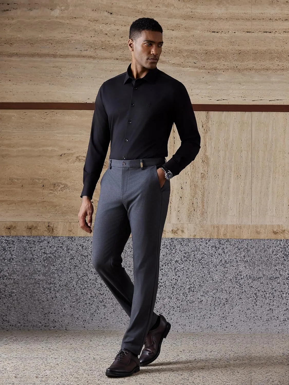 Mens Dress Shirts Slim Fit Wrinkle Free Stretch Non Iron Soft French Cuff Button Down Shirts