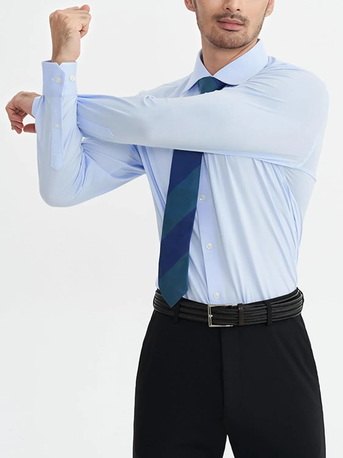 Mens Dress Shirts Slim Fit Wrinkle Free Stretch Non Iron Soft French Cuff Button Down Shirts