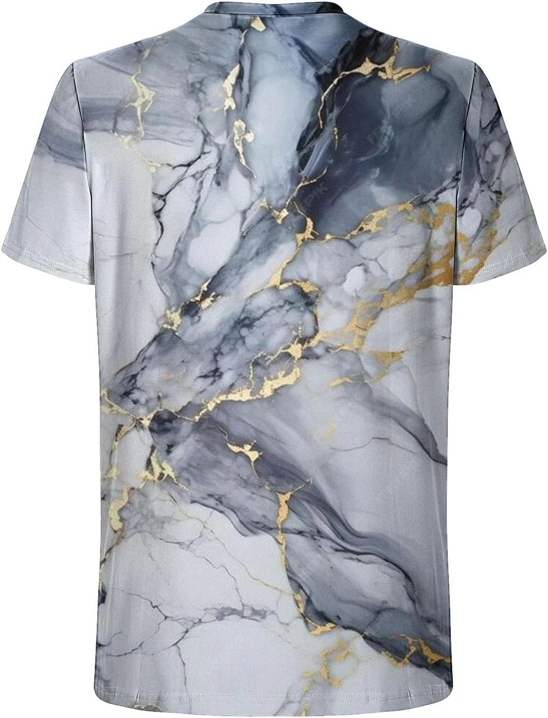 Men's Fashion Marble Printed Shirt Short Sleeve Crew Neck Casual Tshirt Loose Fit Lightweight Summer Outdoor Tee Tops