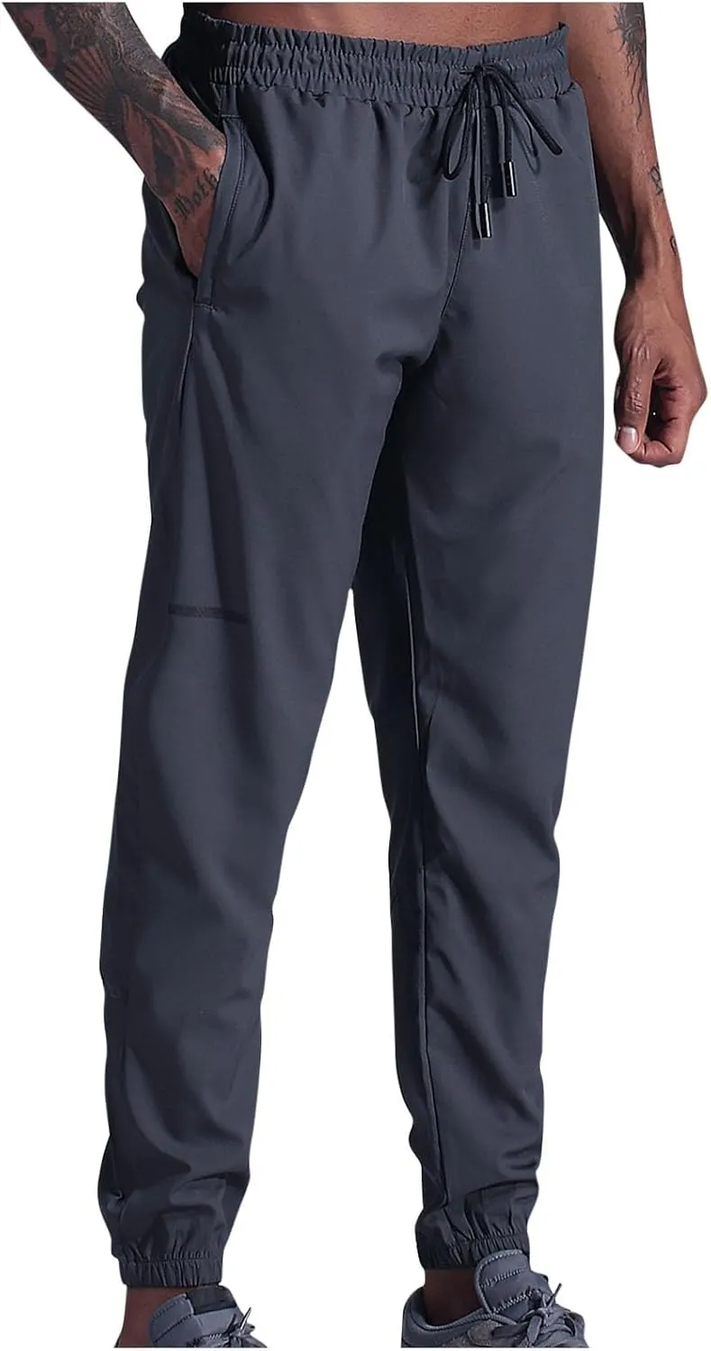 Men's Formal Dress Pants Slim Fit Straight Leg Business High Waist Office Work Pockets Professional