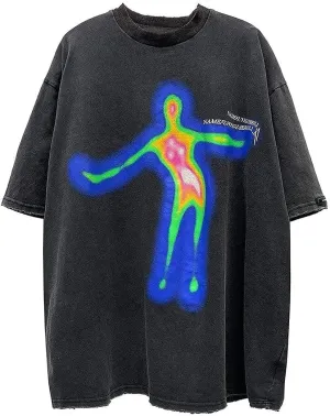 Men's Graphic Tees Shirt Unisex Cotton Oversized T-Shirt Short Sleeve Vintage Streetwear Casual Tee Top