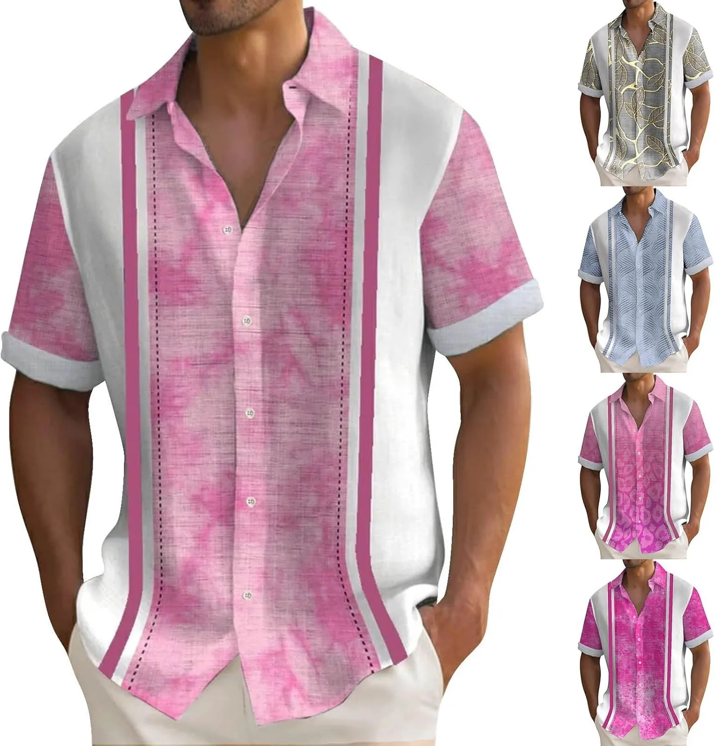 Mens Hawaiian Shirt Beach Button Down Short Sleeve Casual Stylish Big and Tall Floral Summer Tropical Vacation Tops