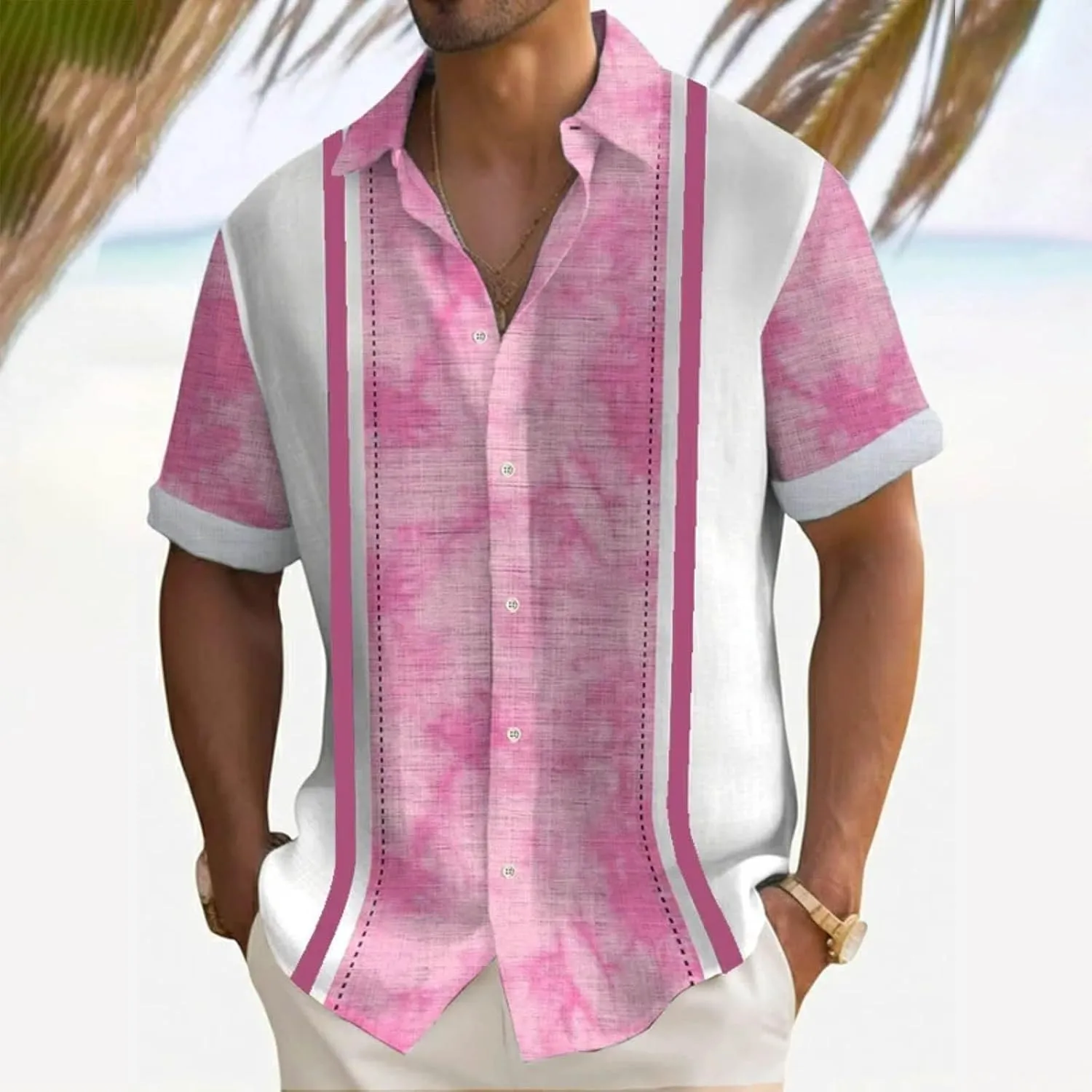 Mens Hawaiian Shirt Beach Button Down Short Sleeve Casual Stylish Big and Tall Floral Summer Tropical Vacation Tops