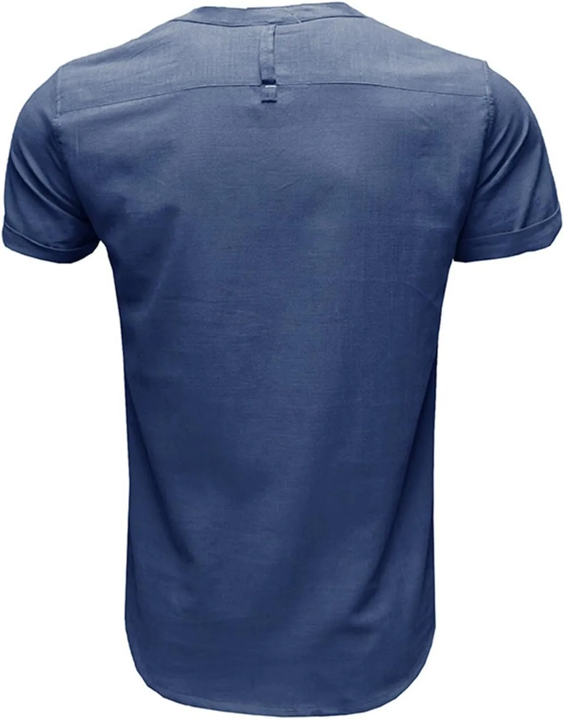 Men's Henley Shirts Linen Cotton Hawaiian Shirt Band Collar Short Sleeve Casual Summer Beach T-Shirts Fashion Tops