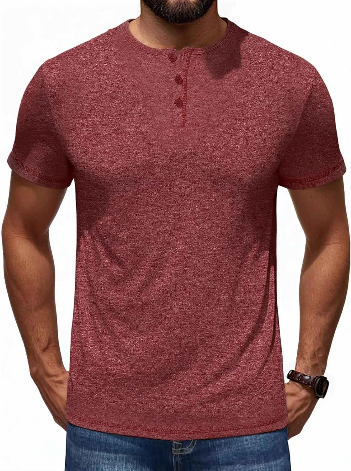 Mens Henley Shirts Short Sleeve Casual V Neck T Shirts Slim Fit Henley Muscle Tshirts Stylish Summer Tee Shirts