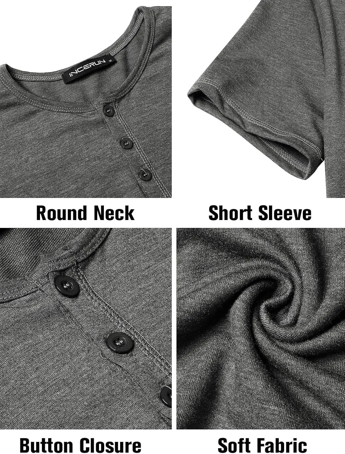 Mens Henley Shirts Short Sleeve Casual V Neck T Shirts Slim Fit Henley Muscle Tshirts Stylish Summer Tee Shirts